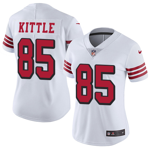Women's NFL San Francisco 49ers #85 George Kittle New White Vapor Untouchable Limited Stitched Jersey(Runs Small)